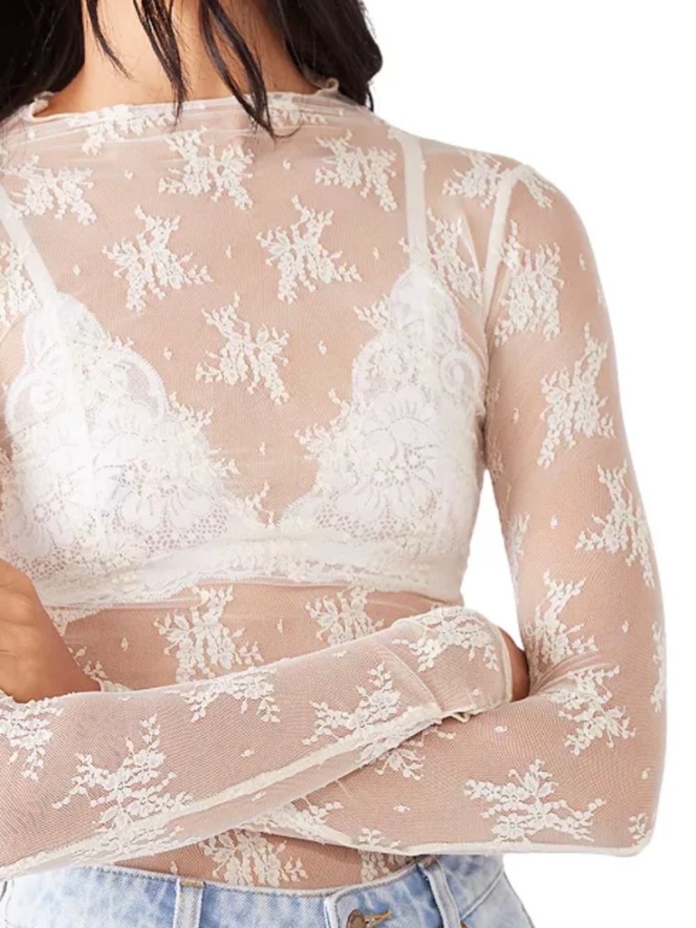 Free People Lady Lux Layering Top in Evening Creme (XS)